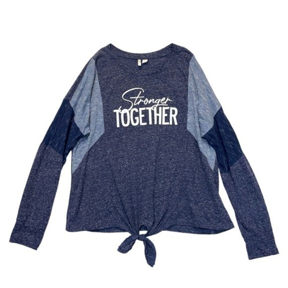 Stronger Together Graphic T-shirt Women’s Large oversized tie front long sleeve